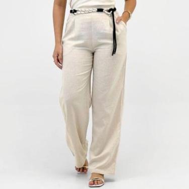 Imagem de Calça Hering Reta em Linho com Cinto Feminina-Feminino