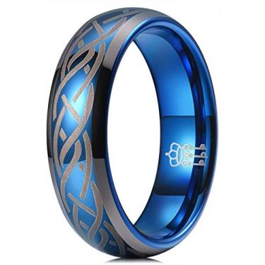 Imagem de Anel de casamento de titânio de tungstênio de 6 mm e 8 mm com três chaves, anel de noivado masculino e feminino