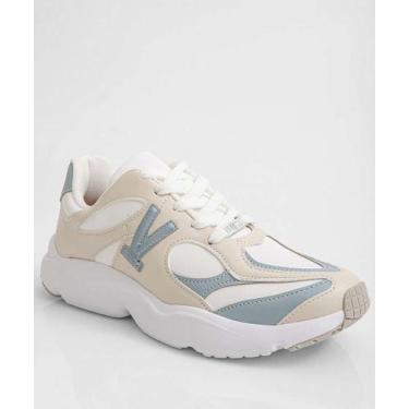 Imagem de Tênis Casual Feminino Recortes Vizzano-11328, Bege, Azul, 37