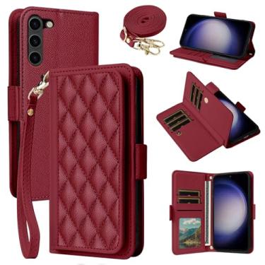 Imagem de Dibosom Capa carteira para Samsung Galaxy S23 5G Argyle com alça de pulso/ombro slots para cartão bolsa flip, suporte minimalista acolchoado capa de celular para S 23 23S GS23 G5 SM-S911U 6,1