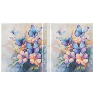 Imagem de xigua 3 fichários redondos para buquê floral aquarela, comporta 200 folhas, à prova d'água, tamanho carta 3, fichários com bolsos internos transparentes de PVC e clipe de metal antiderrapante, 1