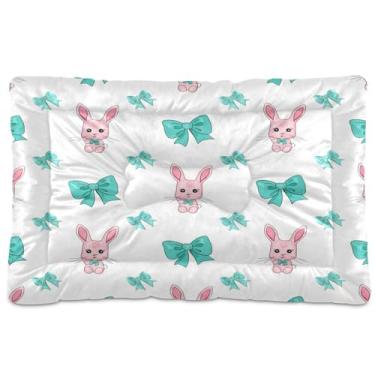 Imagem de Wassud Coelhinhos com arcos azul-petróleo, tapete lavável para animais de estimação para cães e gatos, almofada de cama de viagem antiderrapante, almofada de canil para ambientes internos e externos