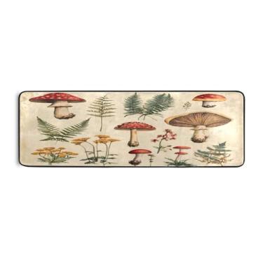 Imagem de Burbuja Tapete retrô para planta botânica 61 x 183 cm, tapete lavável antiderrapante com suporte de borracha, tapete para sala de estar, corredor, decoração de casa