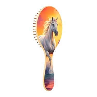 Imagem de CEBUGI Cavalos Escovas de cabelo de madeira com almofada de ar - massagem no couro cabeludo e circulação sanguínea para todos os tipos de cabelo