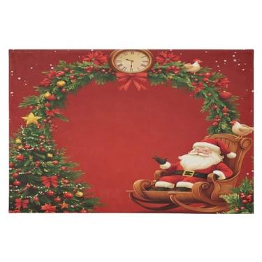 Imagem de CEBUGI Tapete de área 60 x 90 cm macio lavável tapete antiderrapante com suporte de borracha tapetes de área de Papai Noel para sala de estar, quarto, decoração de casa