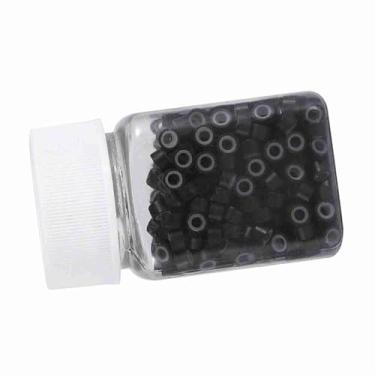Imagem de Generic Anéis de Extensão de Cabelo Forrados de Silicone 500 Peças Em Frasco para Cabelo Humano 5 Cores, Seguro e Fácil de Usar, Instalação Confortável para Profissionais de Salão de Beleza (Preto)