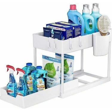 Imagem de Organizador Multiuso 2 Níveis com Bandeja Corrediça - Branca - Genéric