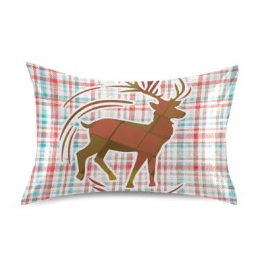 Imagem de Travesseiros padrão de estampa de veado estampa de veado King Queen padrão chinelos de cetim floral refrescante para cama de casa sofá king size 101,6 cm x 50,8 cm