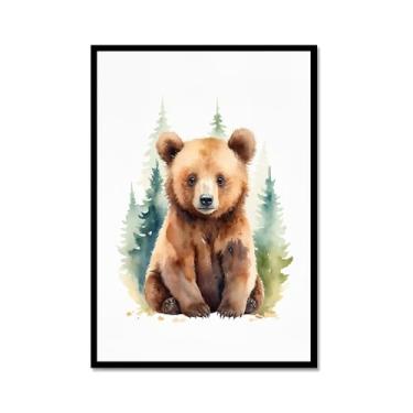 Imagem de Arte de parede de berçário botânico fofo safári floresta nebulosa urso coelho raposa lobo guaxinim cervo girafa zebra tigre aquarela decoração de quarto infantil (SKU2,8x30,5 cm = (20 x 30 cm