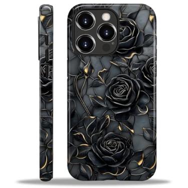 Imagem de ZHEGAILIAN Capa para iPhone 16 Pro Max, proteção contra quedas durável de silicone à prova de choque + PC rígido 2 em 1 capa protetora híbrida com design de padrão elegante - mosaico de vitral flor