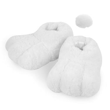Imagem de yeload Chinelos Divertidos Com Patas De Coelho Para Adultos Para A Páscoa, Sapatos De Fantasia De Coelho Para Festa À Fantasia, Sapatos Brancos Com Patas De Coelho De Desenho Animado (Pequenos)