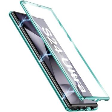 Imagem de [Material de metal] Capa para Samsung Galaxy S24 Ultra, capa de celular externa com proteção contra quedas de grau militar com tela de vidro integrada e protetor de lente da câmera, capa de metal para