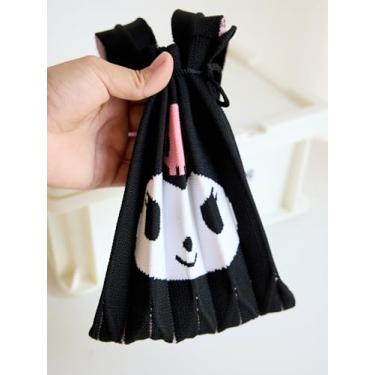 Imagem de Mini bolsa de pulso feminina para carregar celular de crochê bolsa de mão preta