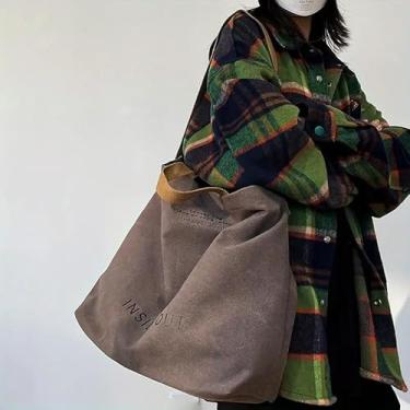 Imagem de Bolsa de grande capacidade com estampa do alfabeto, bolsa tiracolo moderna com zíper e alça ajustável, bolsa feminina casual para trabalho, viagens, compras e uso diário, cinza