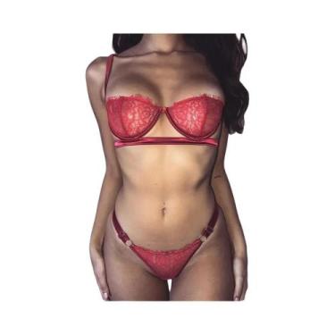 Imagem de Roupa íntima sexy feminina de renda, sutiã e calcinha, lingerie 2 tama