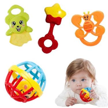 Imagem de Kit Chocalho Mordedor Bebê Brinquedo Sensorial Infantil - Lirena Baby,