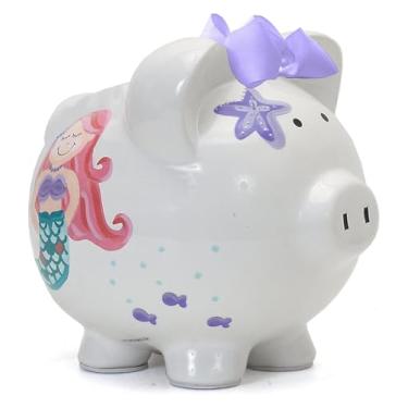 Imagem de Cofrinho cofrinho de cerâmica cofrinho para meninas, enfeite de sereia, caixa de dinheiro, sorte, decoração de casa, presente de ano novo, caixas de dinheiro para crianças, decoração de casa