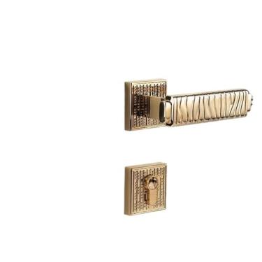 Imagem de Fechadura de latão, fechadura, interior, quarto, silenciosa, maciça, madeira maciça, fechadura de porta de casa (dourada)