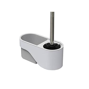 Imagem de Suporte de escova de vaso sanitário escova de limpeza montada na parede sem perfuração doméstica escova de vaso sanitário de cabo longo conjunto de rack multifuncional escova de banheiro e suporte
