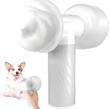 Imagem de Escova Massageadora Elétrica para Pets, Branca, Com Dispenser de Shampoo, Recarregável via USB-C, À Prova D'água IPX6, 17x16cm