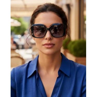 Imagem de Óculos De Sol Bella Falcão Feminino Veneza Polarizada Cor:Preto Lente 