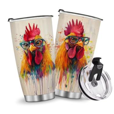 Imagem de Copos de café isolados caneca de viagem copo garrafa de água frango presentes engraçados para meninos meninas homens mulheres Natal aniversário dia das crianças presente de aniversário 590 ml
