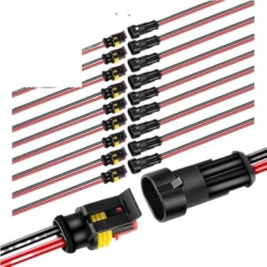 Imagem de ROUPWKWO Conector elétrico automotivo à prova d'água macho fêmea 1/2/3/4/5/6 pinos com fio de 15 cm para carro, motocicleta, scooter marinho (2P (macho fêmea), conjunto com 5)