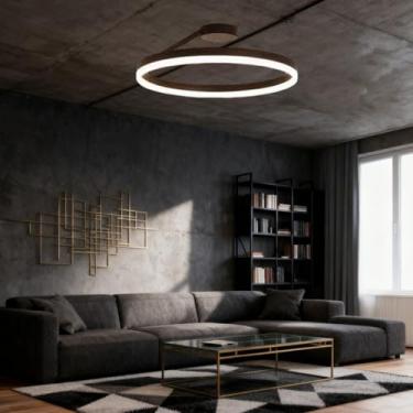 Imagem de Luminária de teto LED moderna, tricolor, dimerizável, circular, em ferro e acrílico, com montagem embutida. Ideal para quarto, sala de jantar e escritório (branca, 40 cm de diâmetro x 18 cm