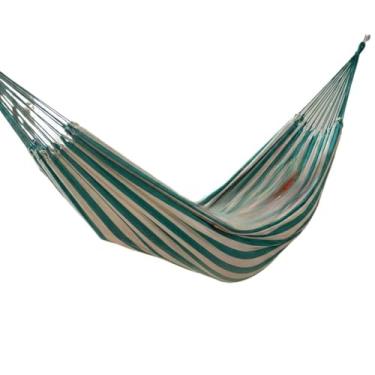 Imagem de Rede de Descanso Casal Listrada Gigante Modelo 3,90 x 1,50m(Verde Jade com Bege)