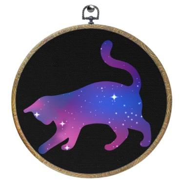 Imagem de Gatos pretos com lua emoldurada decoração de parede em tela arte de parede arte pendurada arte 0585