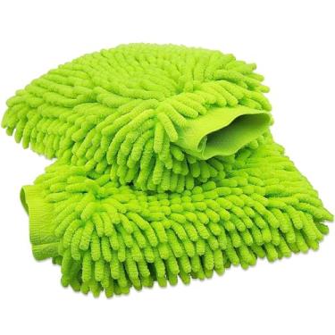 Imagem de 2 pacotes de luvas de lavagem de carro tamanho grande luvas de microfibra para lavagem de carro premium chenille luva de lavagem de carro ultramacia sem arranhões pano de polimento livre para carros