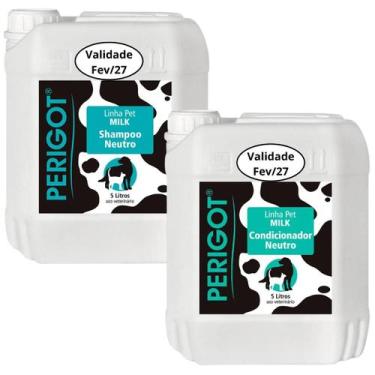 Imagem de Kit Shampoo e Condicionador Neutro Milk 5 Litros Cães Gatos - Perigot