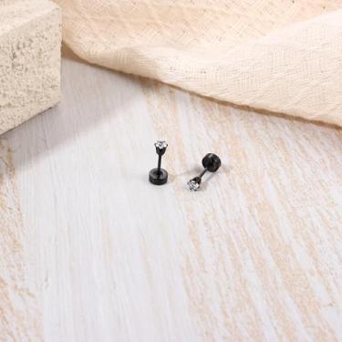 Imagem de Brincos de aço cirúrgico 316L de zircônia cúbica com parafuso nas costas para mulheres e homens, conjunto de brincos de cartilagem para vários piercings, 2MM, Aço inoxidável, Sem pedra preciosa