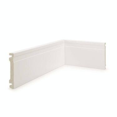 Imagem de Kit 12m Linear Rodapé de Poliestireno 10cm X 1,5cm X 240cm Frisado Nfr Branco
