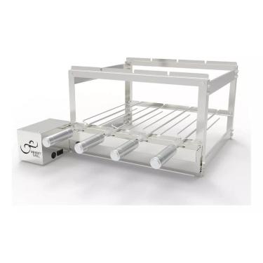 Imagem de Gira Grill Churrasqueira Inox 4 Espetos Elétrica Giratória