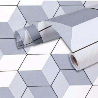 Imagem de Papel De Parede Adesivo Pvc Estampa Tela Geométrica - 5 Metros