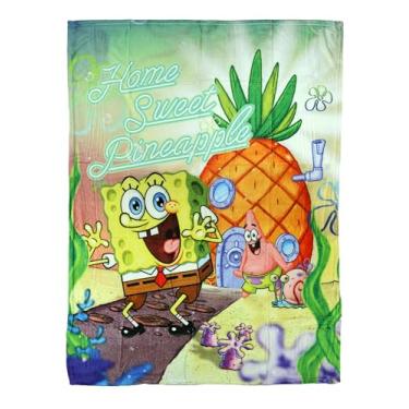 Imagem de Northwest Cobertor Bob Esponja Calça Quadrada Casa Doce Abacaxi Toque de Seda 117 cm X 152 cm
