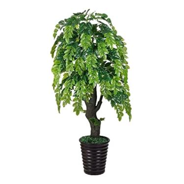 Imagem de Plantas falsas plantas artificiais árvores artificiais em vasos, uso interno ao ar livre, árvore falsa com folhas verdes tronco planta falsa para sala de estar, decoração de canto, plantas artificiais