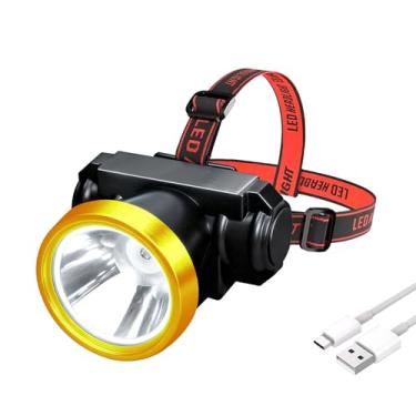 Imagem de Lanterna de cabeça LED recarregável por USB com três modos de iluminação ajustáveis, adequada para corrida, ciclismo, acampamento, caminhada e pesca