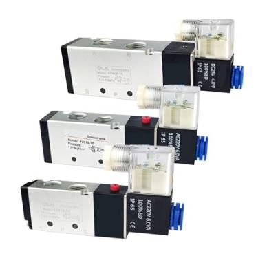 Imagem de 4V210-08 4V310-10 4V410-15 2 Posições 5 Portas Cinco Vias Controle Válvula de Ar Eletromagnética DC12V DC24V AC110V AC220V (Cor: 12mm Conexões DC12V, Tamanho: 4V310-10)