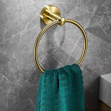 Imagem de Toalheiros, suporte de toalha de banho, toalha de mão de banheiro, toalha de aço inoxidável, pendurar toalha de mão sem perfuração, suporte de toalha redondo estilo leve para banheiro/B/a Feito na
