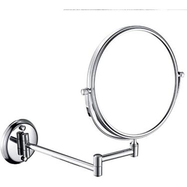 Imagem de U5GAAALPPQ9 Espelhos de parede maquiagem banheiro vaidade 20 polegadas dupla face dobrável 5X lupa metal mesa (cor: prata, tamanho: 20.3 cm 5X)
