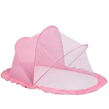 Imagem de Berço portátil com rede mosquiteira, cercado para brincar.(Rosa)