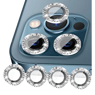 Imagem de Compatível com iPhone 17, 17 Pro, 17 Pro Max, protetor de lente de câmera com glitter, pacote com 3+1 (como extra), proteção contra arranhões e quedas, mantém a qualidade da foto, design brilhante