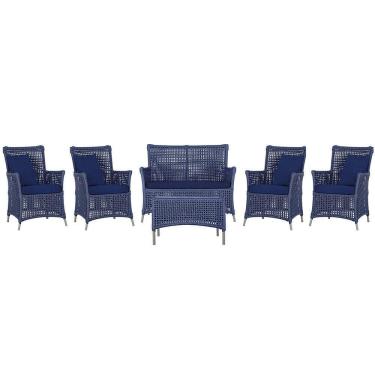 Imagem de Jogo Sofá 4 Poltronas E Mesa Igapó Fendi E10 Trama  Azul