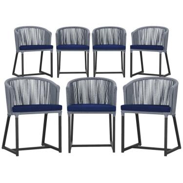 Imagem de 7 Cadeiras De Jantar área Noronha Preta E10 Trama  Prata