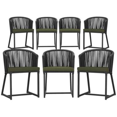 Imagem de 7 Cadeiras De Jantar área Noronha Preta E13 Trama  Preto