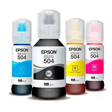 Imagem de Kit 4 Cores Tinta 504 T504 Epson Original Para L4150 L4160 L4260 L6161 L6191 L6270