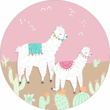 Imagem de Painel de Lona Redondo Lhamas no Deserto - Fabrika De festa, 190x190cm