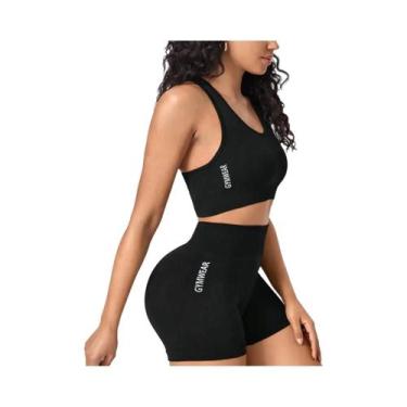 Imagem de Conjunto De Yoga Sem Costura Para Mulheres, Top De Suporte E Shorts, R